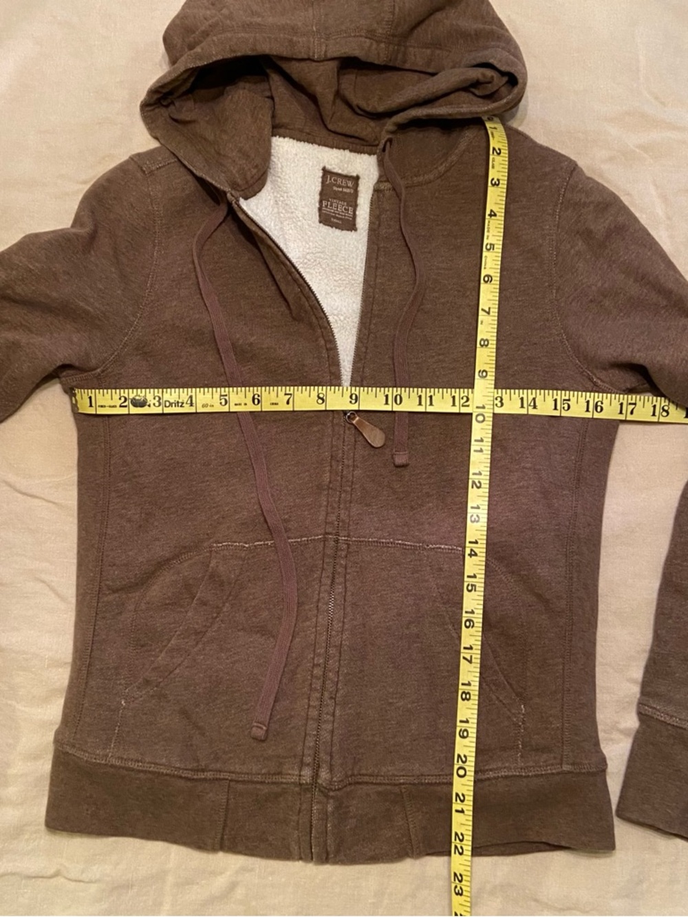 J. CREW Brown Fleece Full Zip Long Sleeve Hoodie Size S - Picture 5 of 5